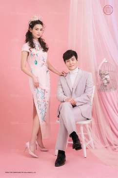 粉红丽人,中国风|纯色背景婚纱照，婚纱照图片