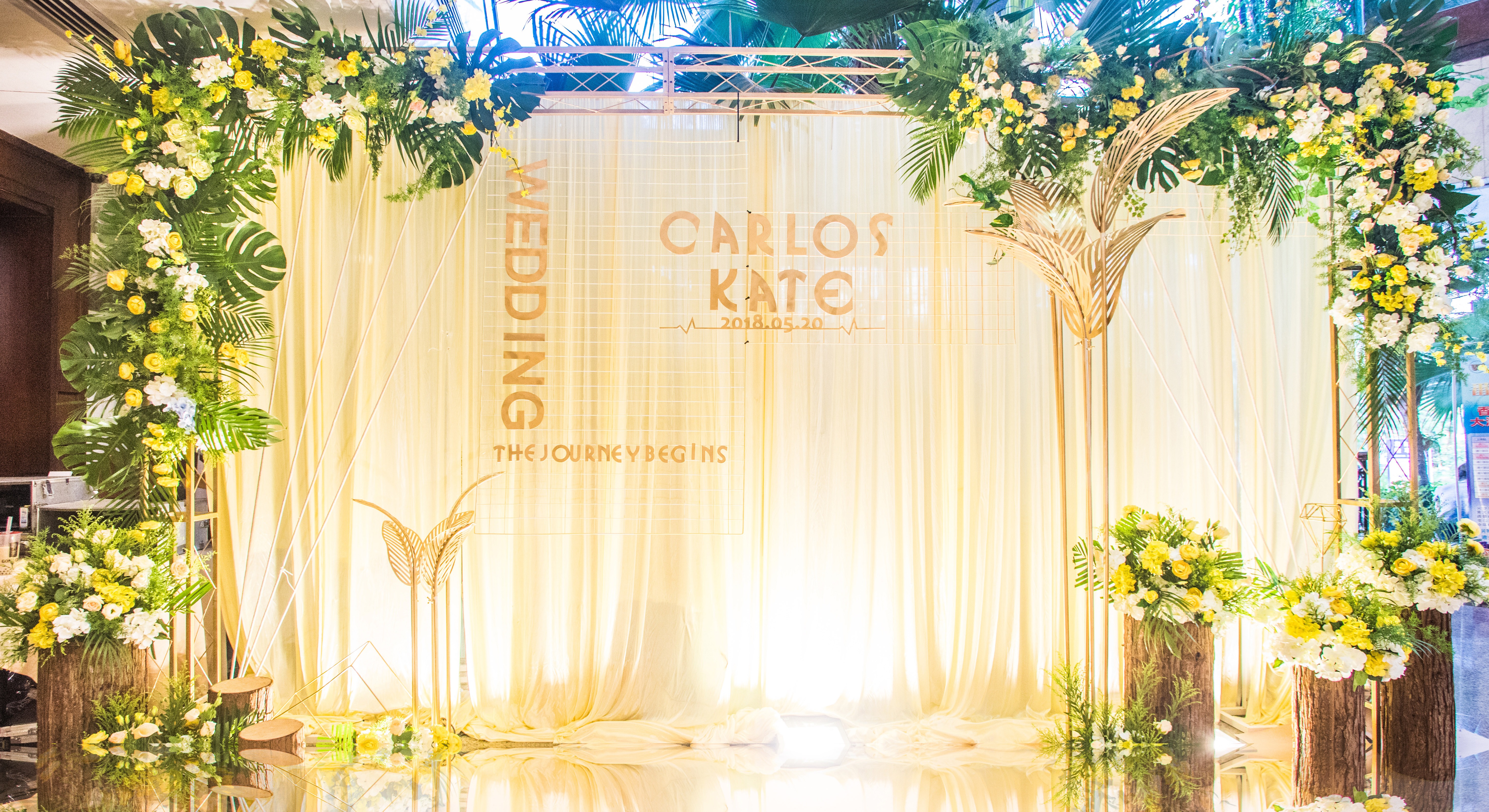 【诺一】黄绿撞色清新婚礼+六大金刚（即影即有）+个性花车