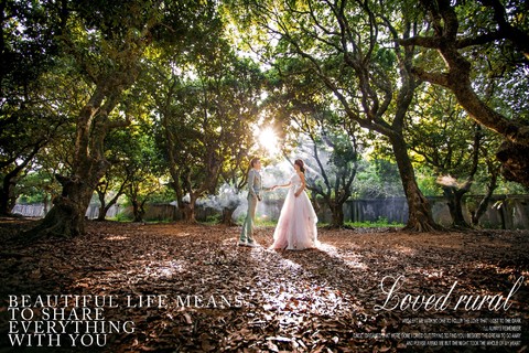 自然清新结婚照|园林婚纱照图片-深圳婚纱照欣赏