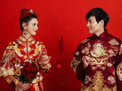 锦绣良缘,中国风|纯色背景婚纱照，婚纱照图片