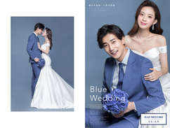 蓝色嫁期,纯色背景婚纱照，婚纱照图片