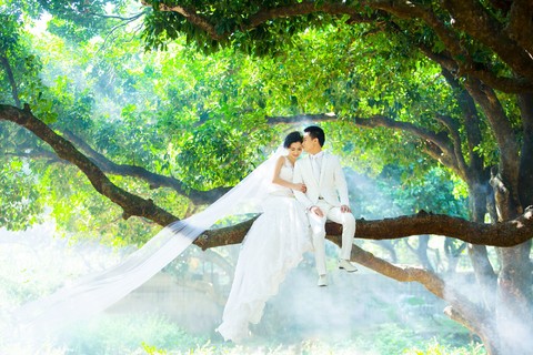 自然清新婚纱照图片|园林结婚照-深圳婚纱照欣赏
